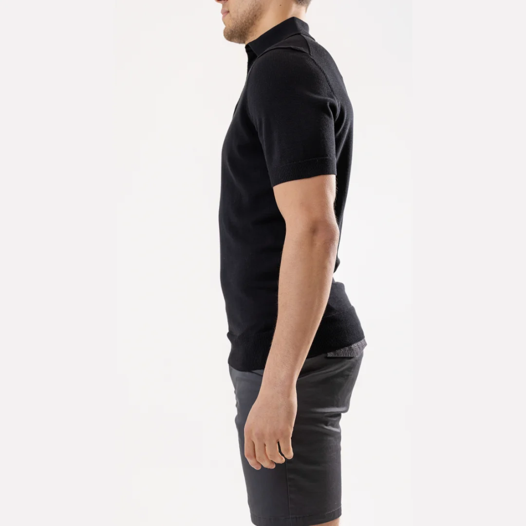 Black Cotton Silk Polo - Image 10
