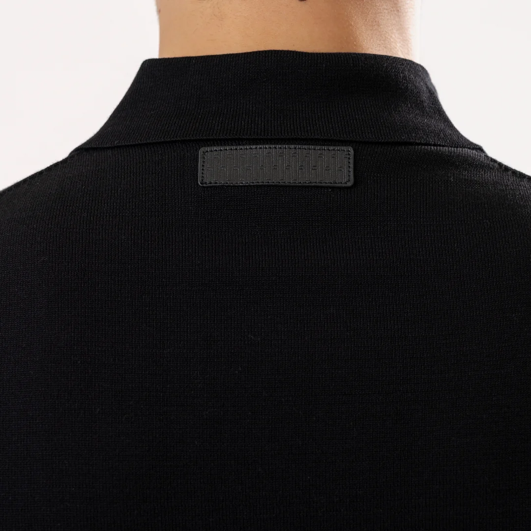 Black Cotton Silk Polo - Image 5