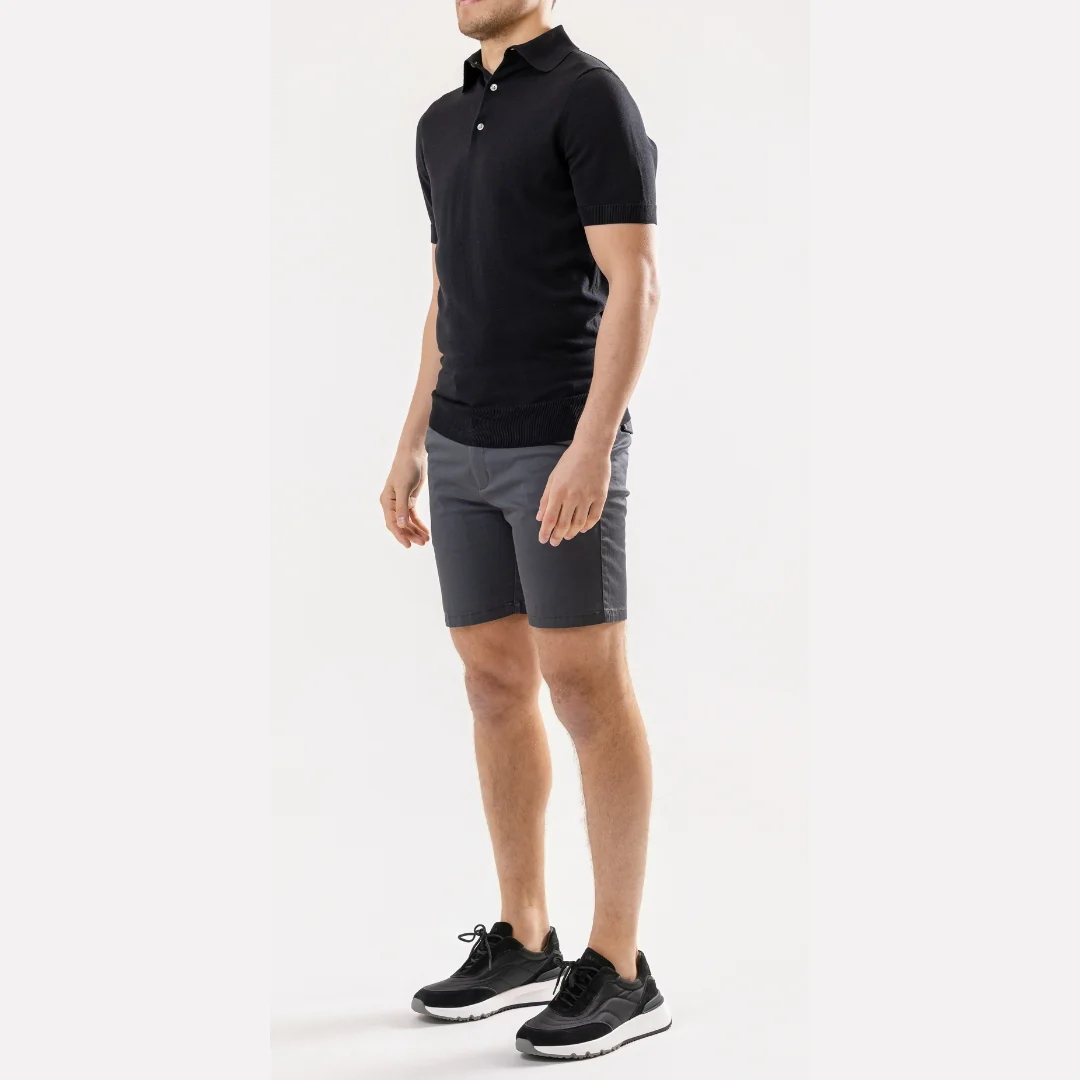 Black Cotton Silk Polo - Image 6