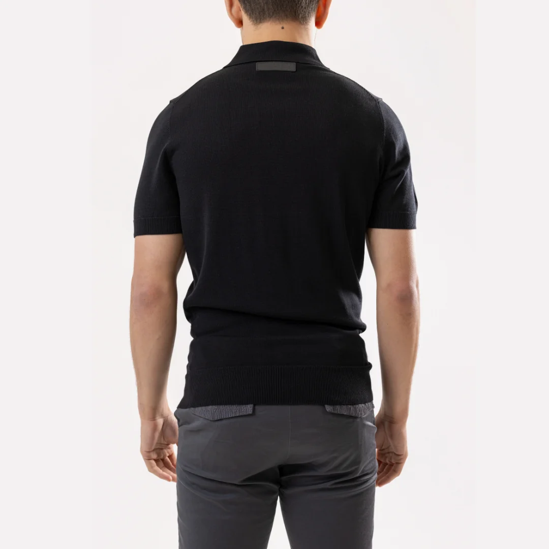 Black Cotton Silk Polo - Image 7