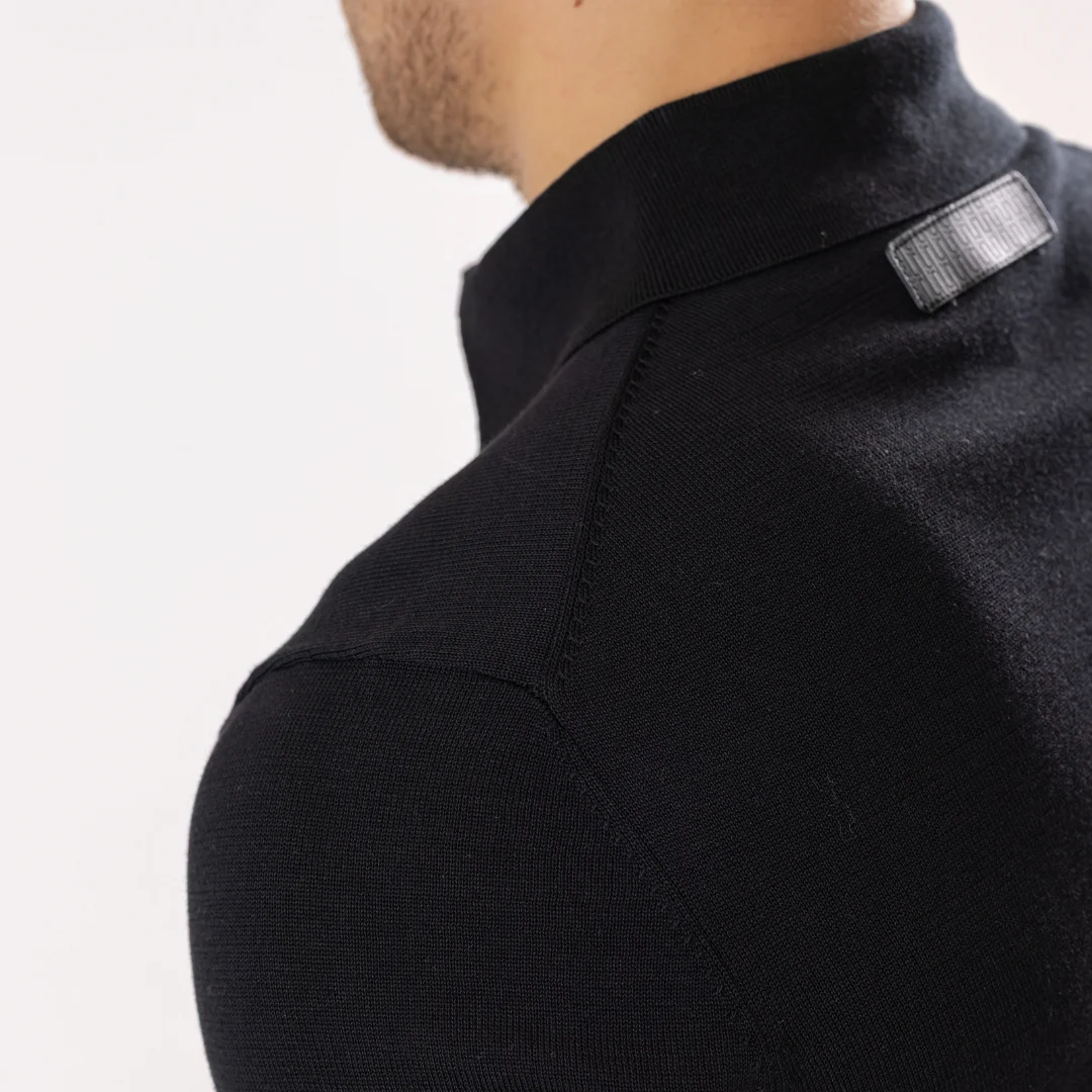 Black Cotton Silk Polo - Image 9