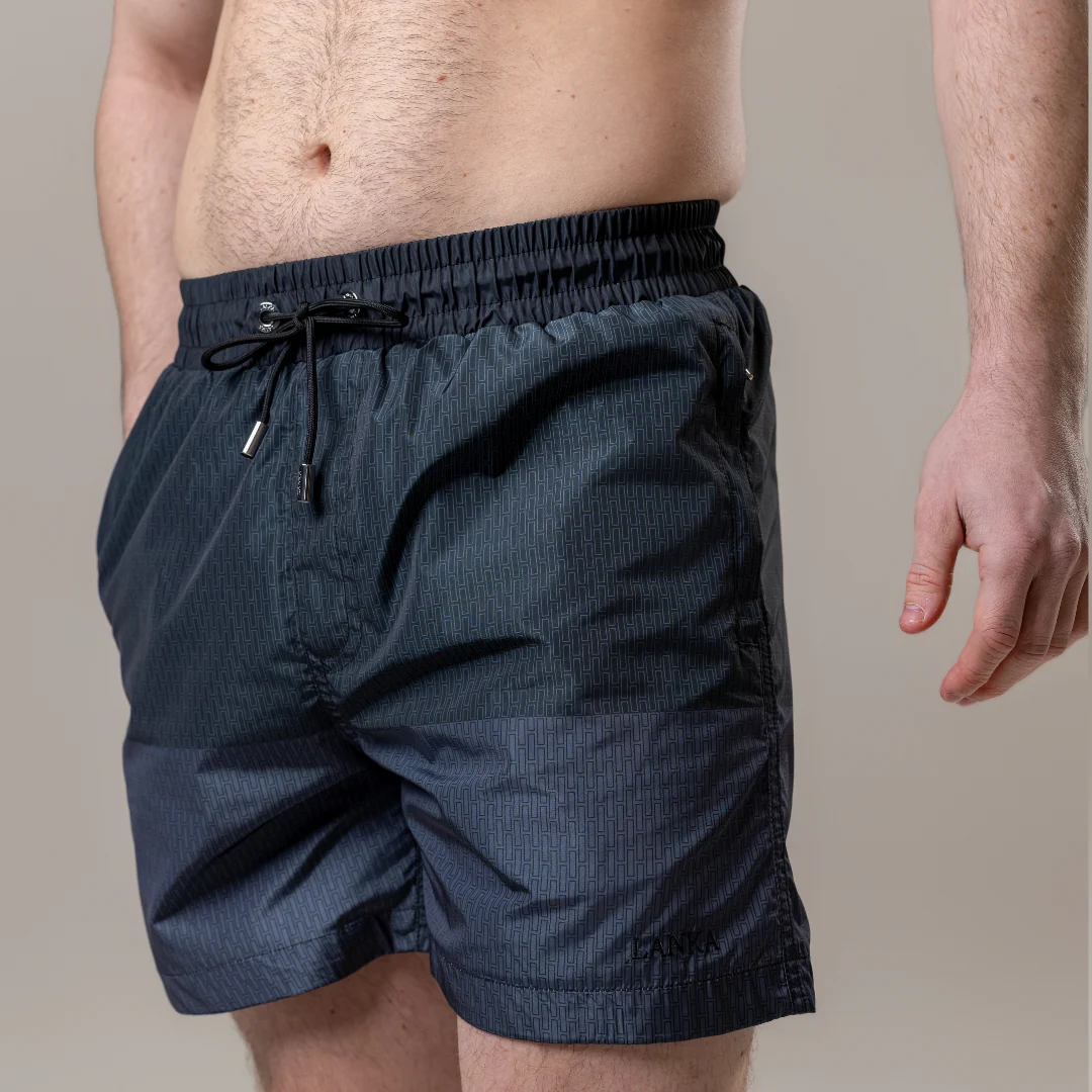 Black | Grey Split Swim Shorts - Image 2