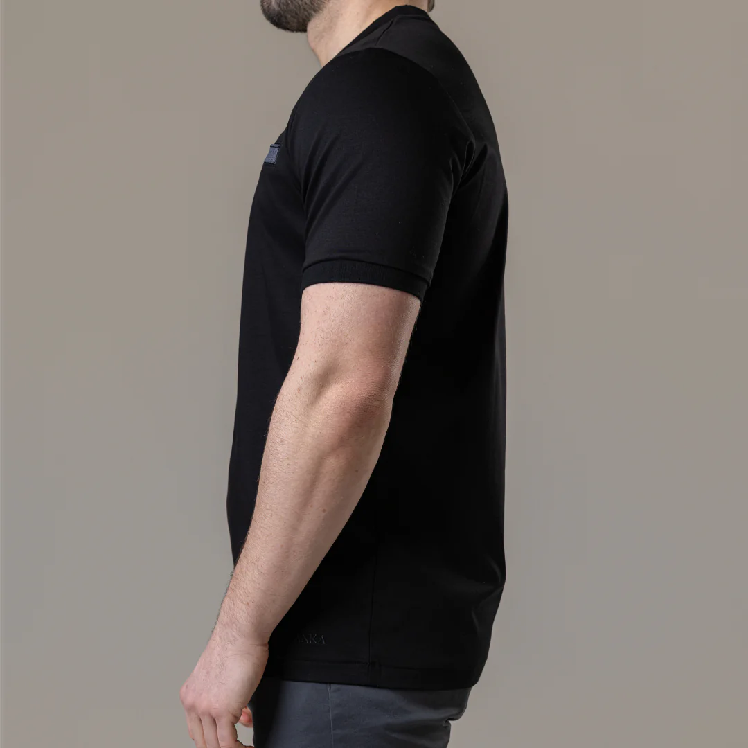 Black with Grey Pocket T-Shirt - Image 12