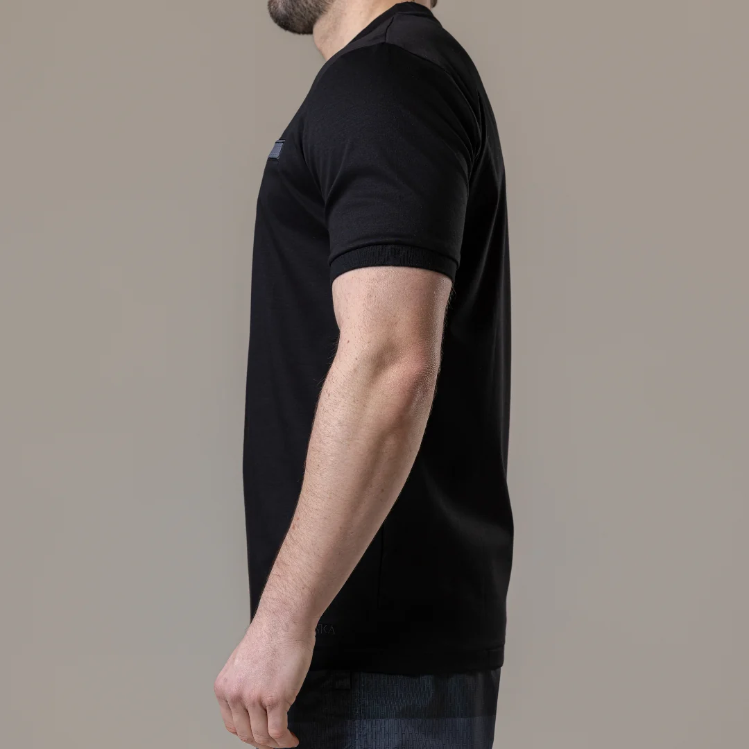 Black with Grey Pocket T-Shirt - Image 4