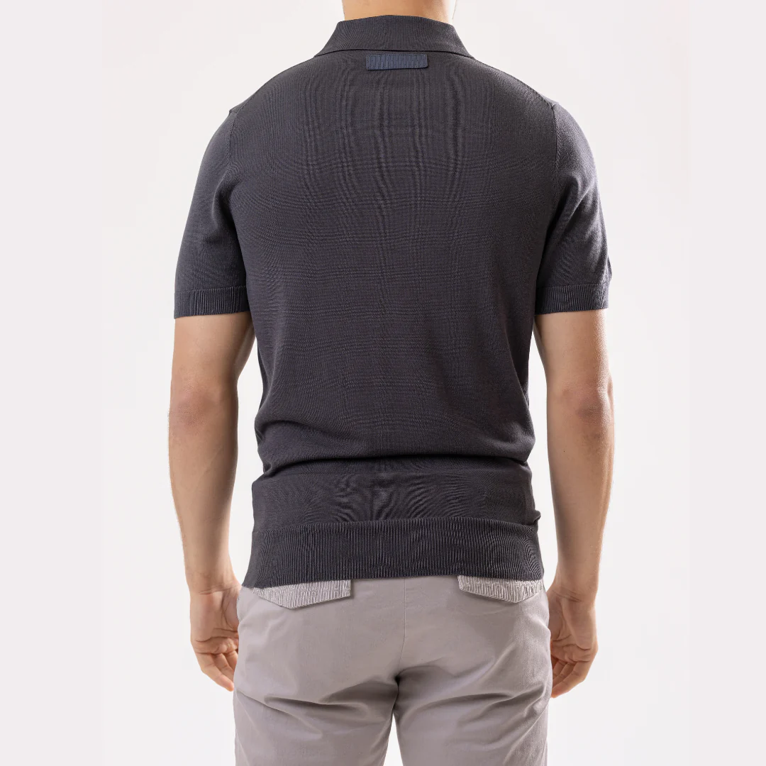 Charcoal Cotton Silk Polo - Image 9