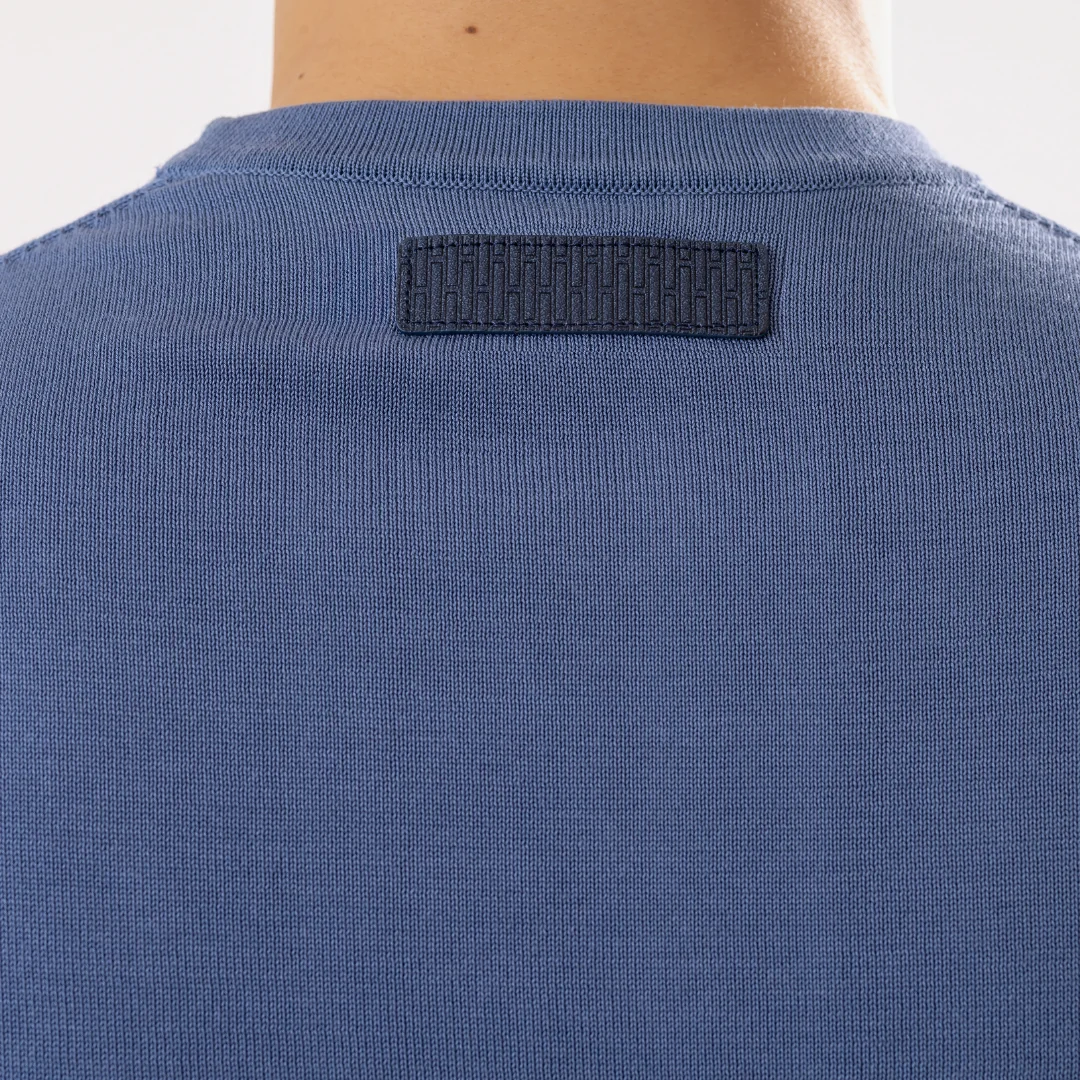 Coastal Blue Cotton Silk T-Shirt - Image 4