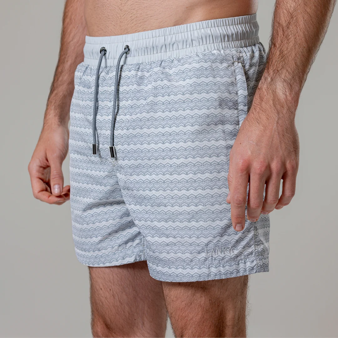 Light Grey Chevron Swim Shorts - Image 2