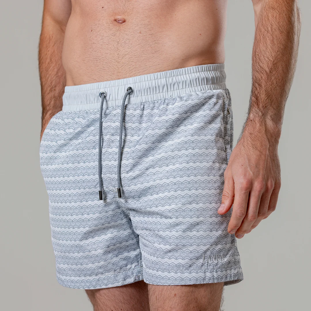 Light Grey Chevron Swim Shorts - Image 8