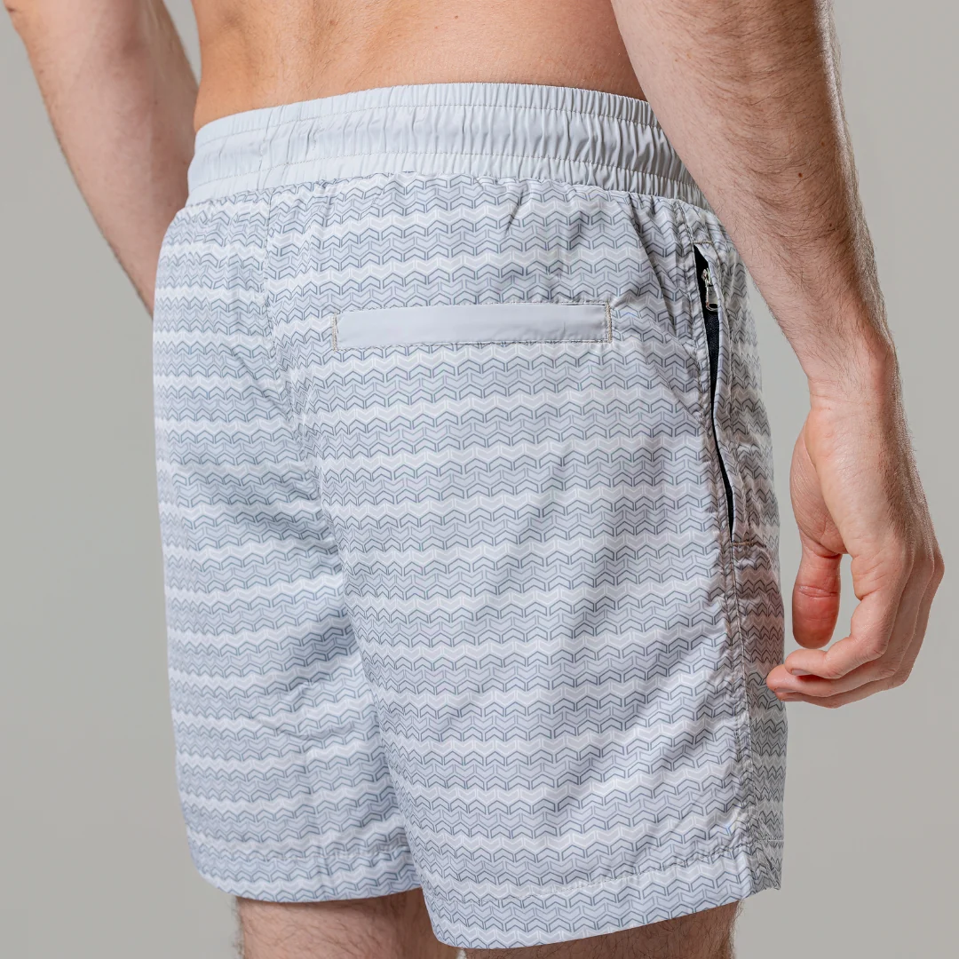 Light Grey Chevron Swim Shorts - Image 9