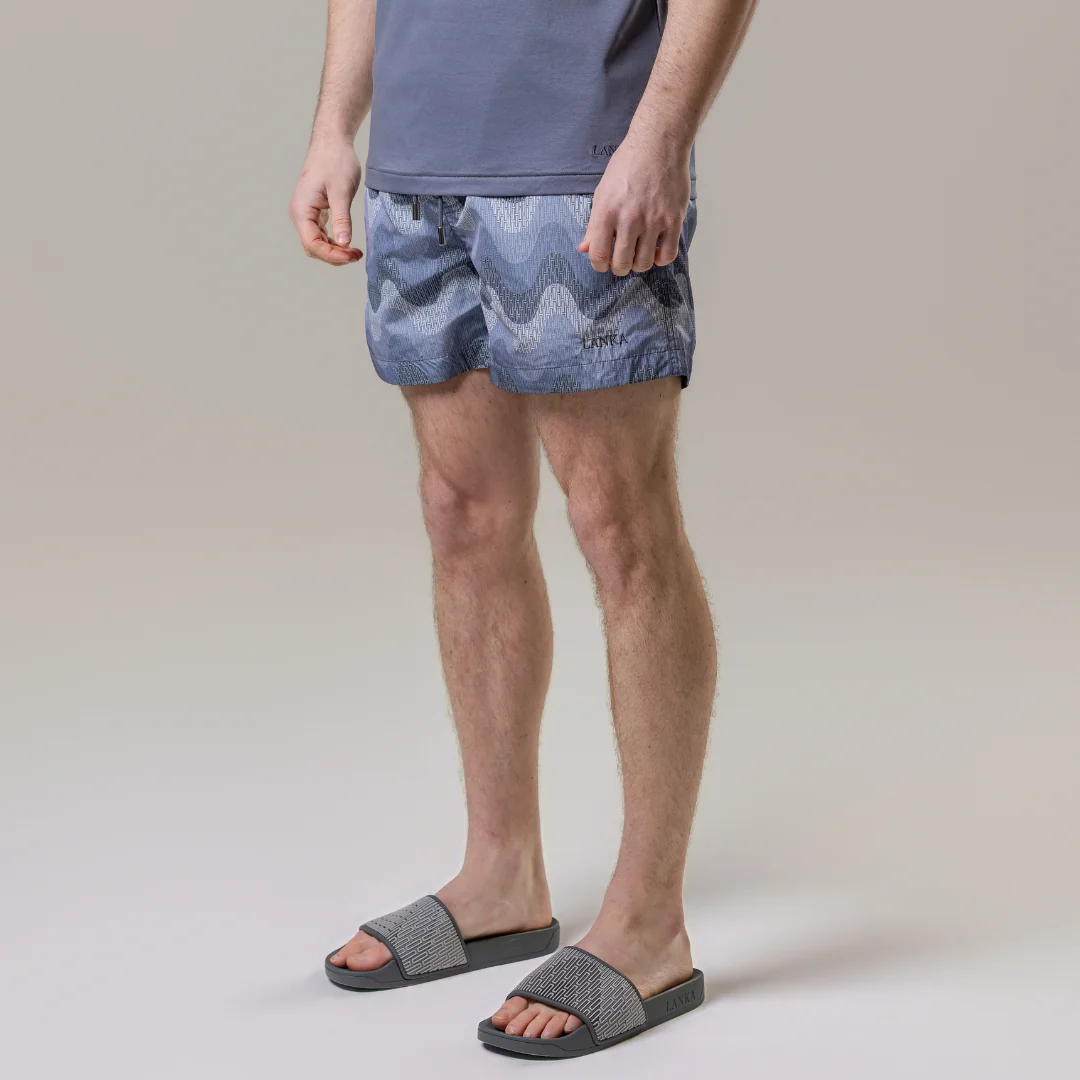 Grey Small Waves Swim Shorts - Image 15