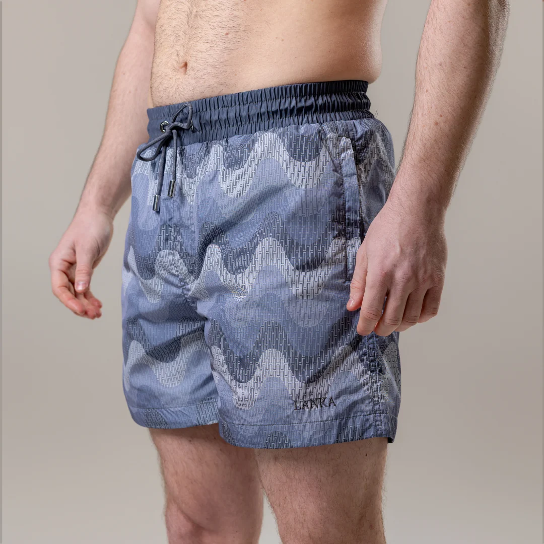 Grey Small Waves Swim Shorts - Image 2