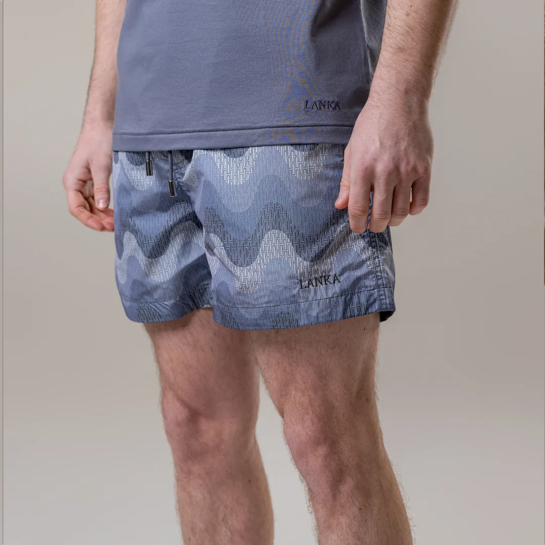 Grey Small Waves Swim Shorts - Image 5