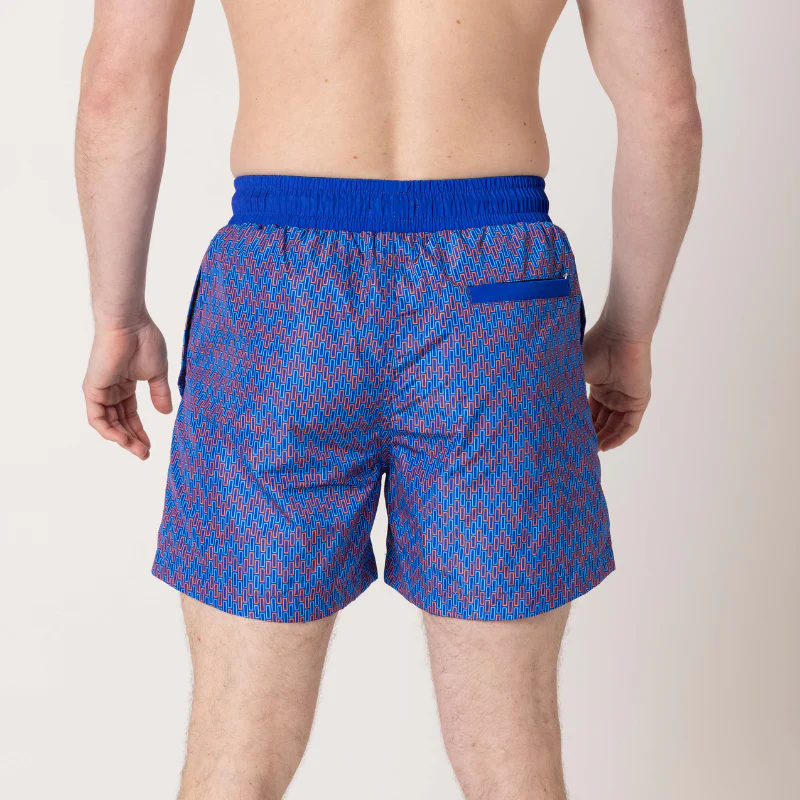 Navy Mixed Chevron Swim Shorts - Image 11