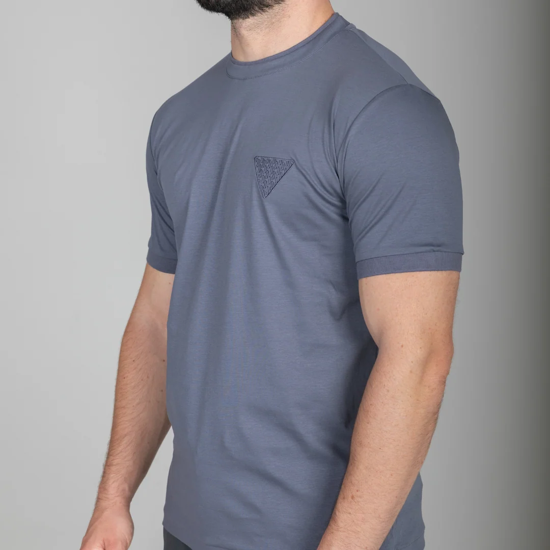 Premium Steel Grey Triangle T-Shirt - Image 4