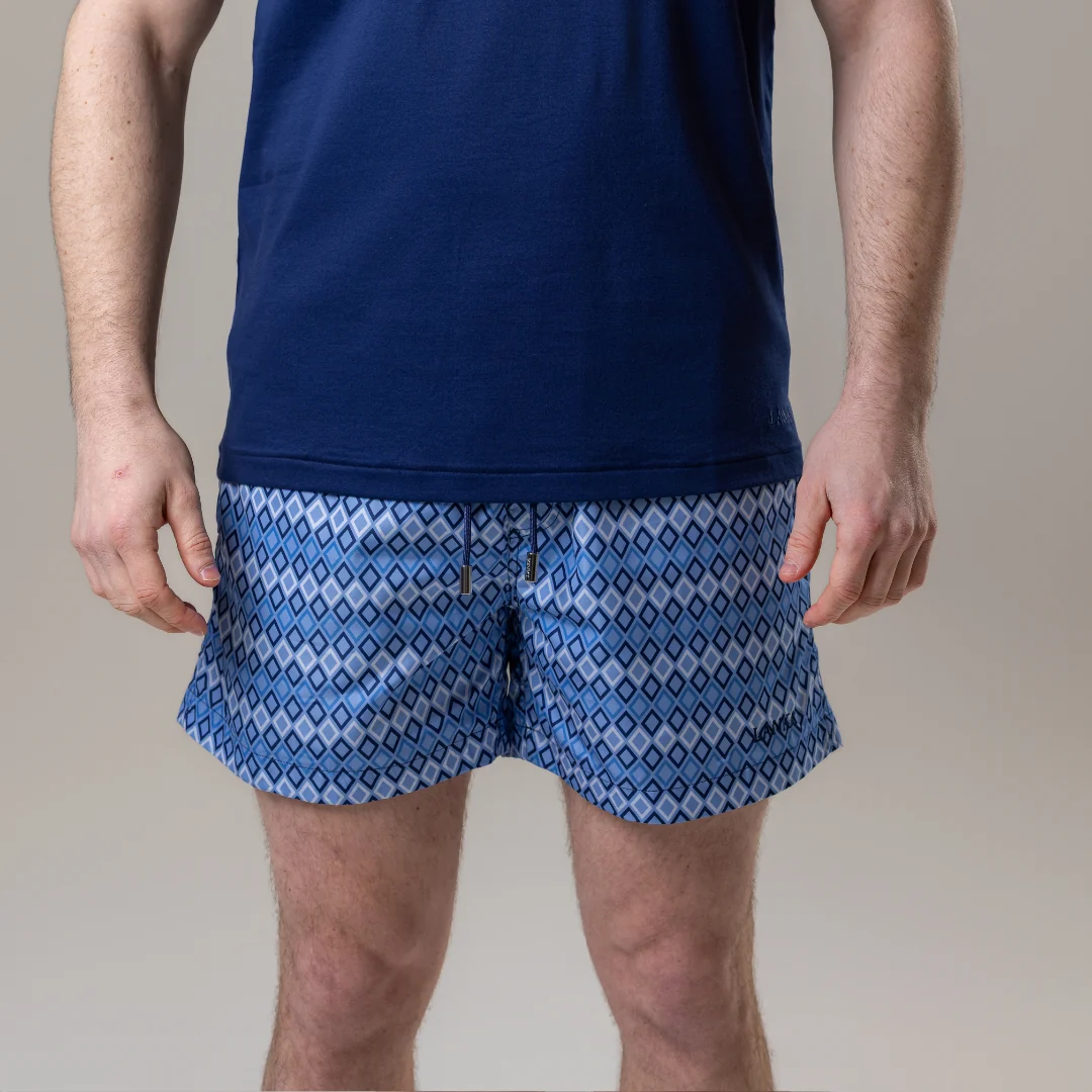 Steel Blue Diamonds Swim Shorts - Image 2
