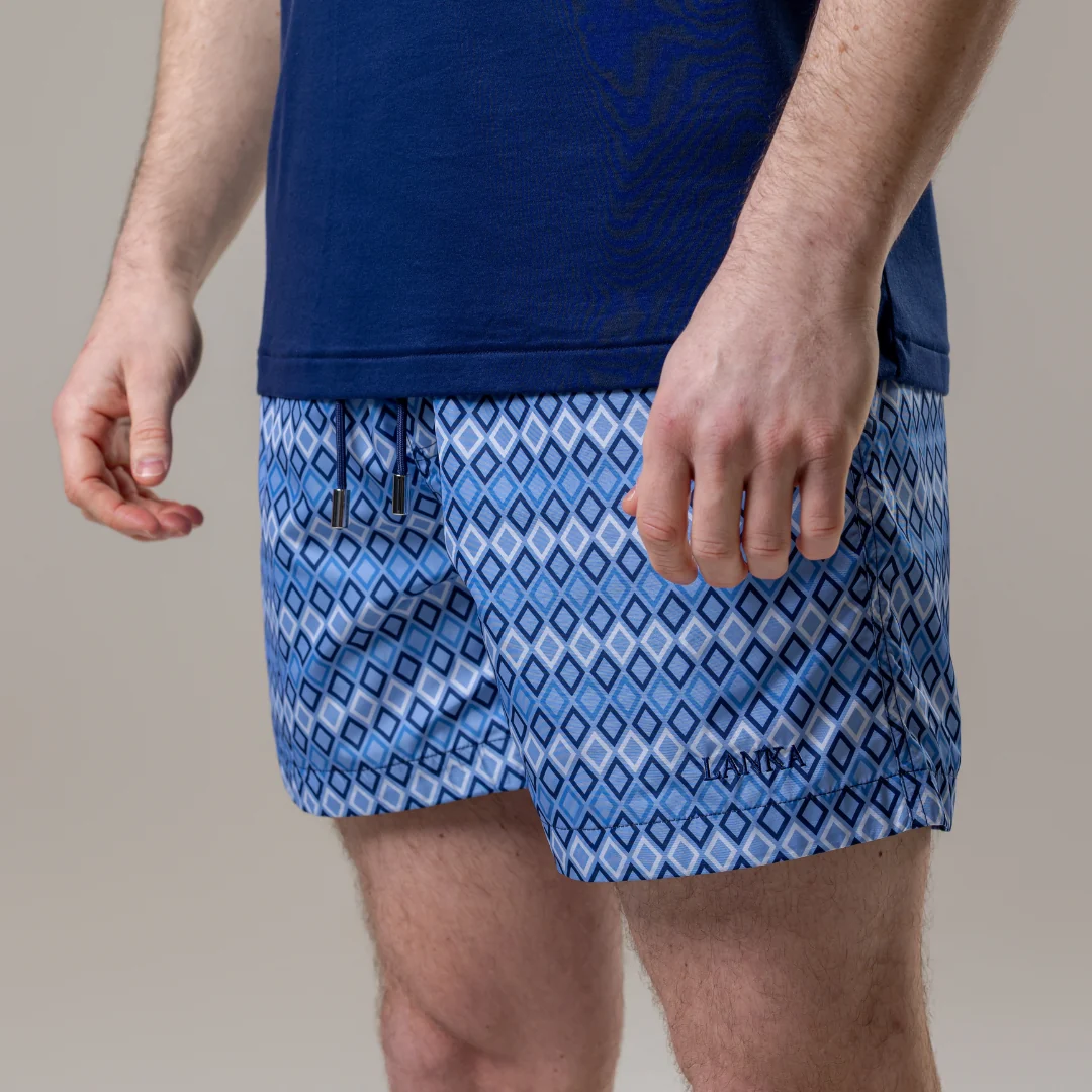 Steel Blue Diamonds Swim Shorts - Image 3