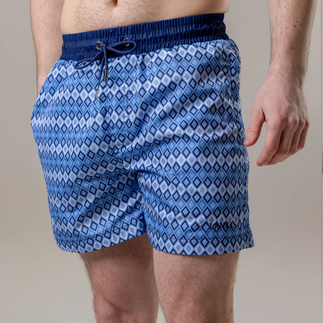 Steel Blue Diamonds Swim Shorts - Image 9