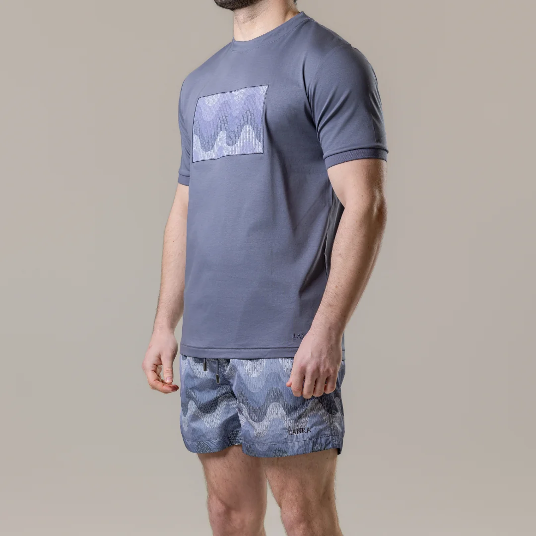 Steel Grey Small Waves T-Shirt - Image 14