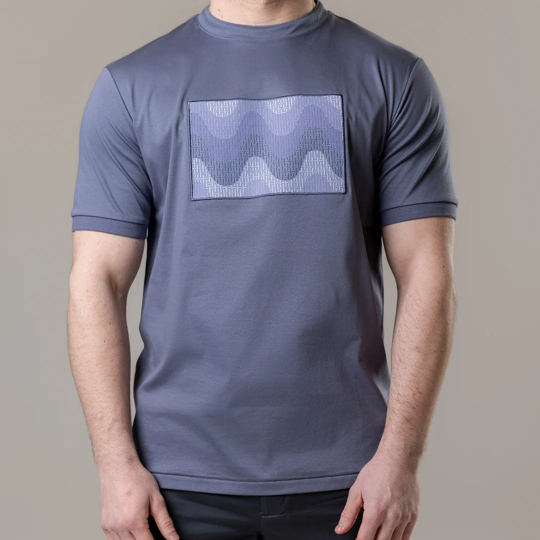 Steel Grey Small Waves T-Shirt - Image 7