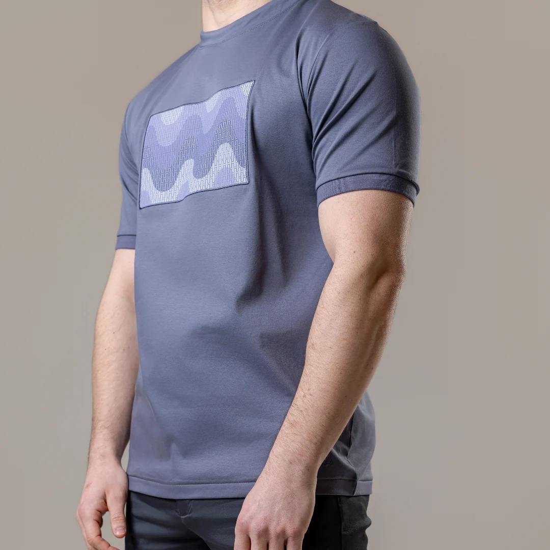 Steel Grey Small Waves T-Shirt - Image 8
